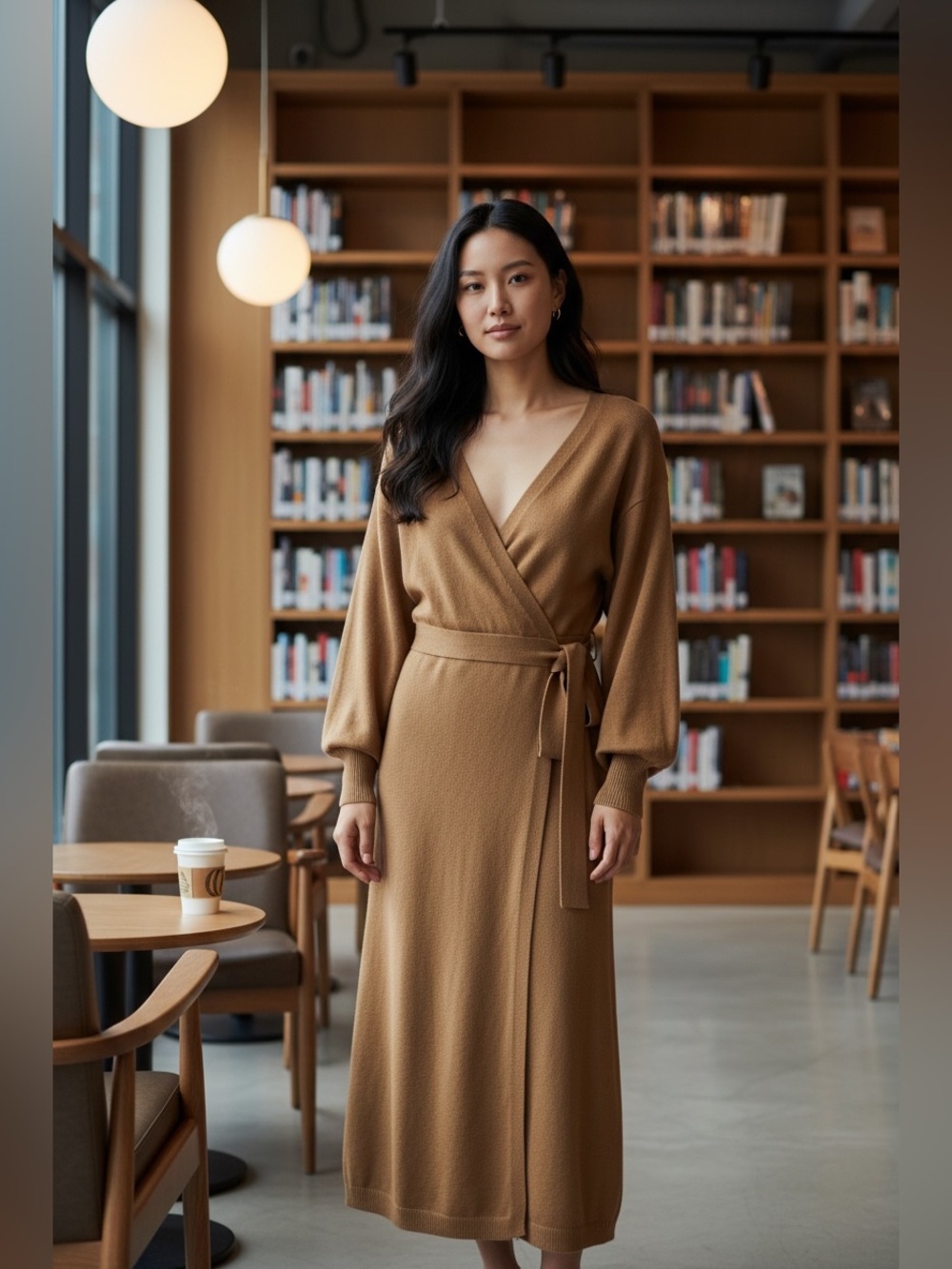 Mable Cozy Brown Knitwear wrap dress- long sleeved-M/LG-NWOT